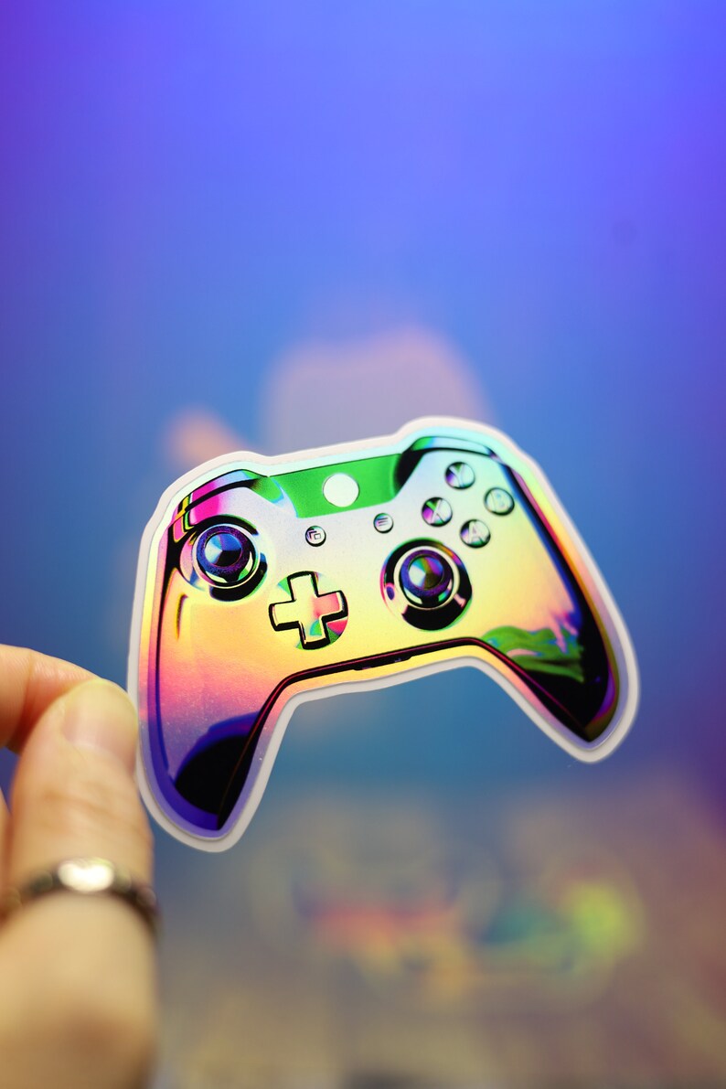 Holo Video Game Controller Sticker, Rainbow Foil Diecut Decal, Magnet ...