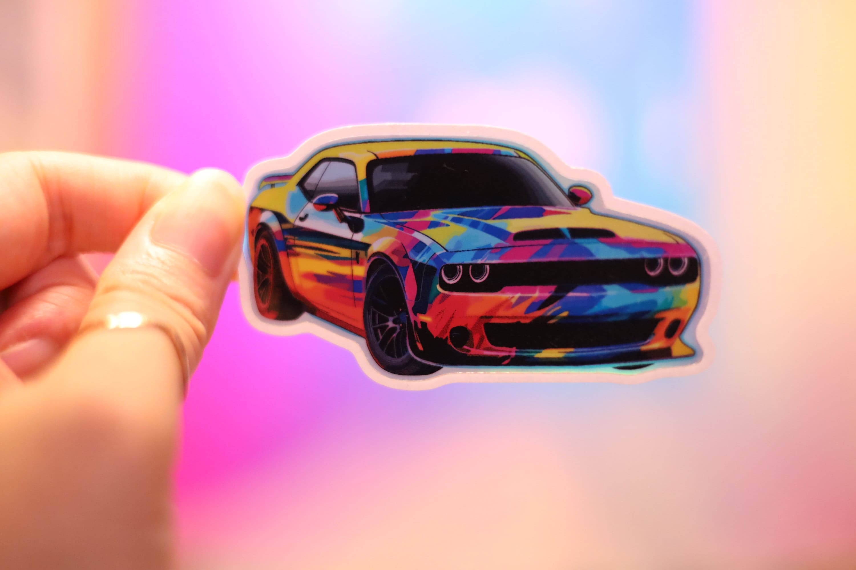 Holo Challenger Muscle Car Sticker Magnet Holographic Shiny for Laptop ...