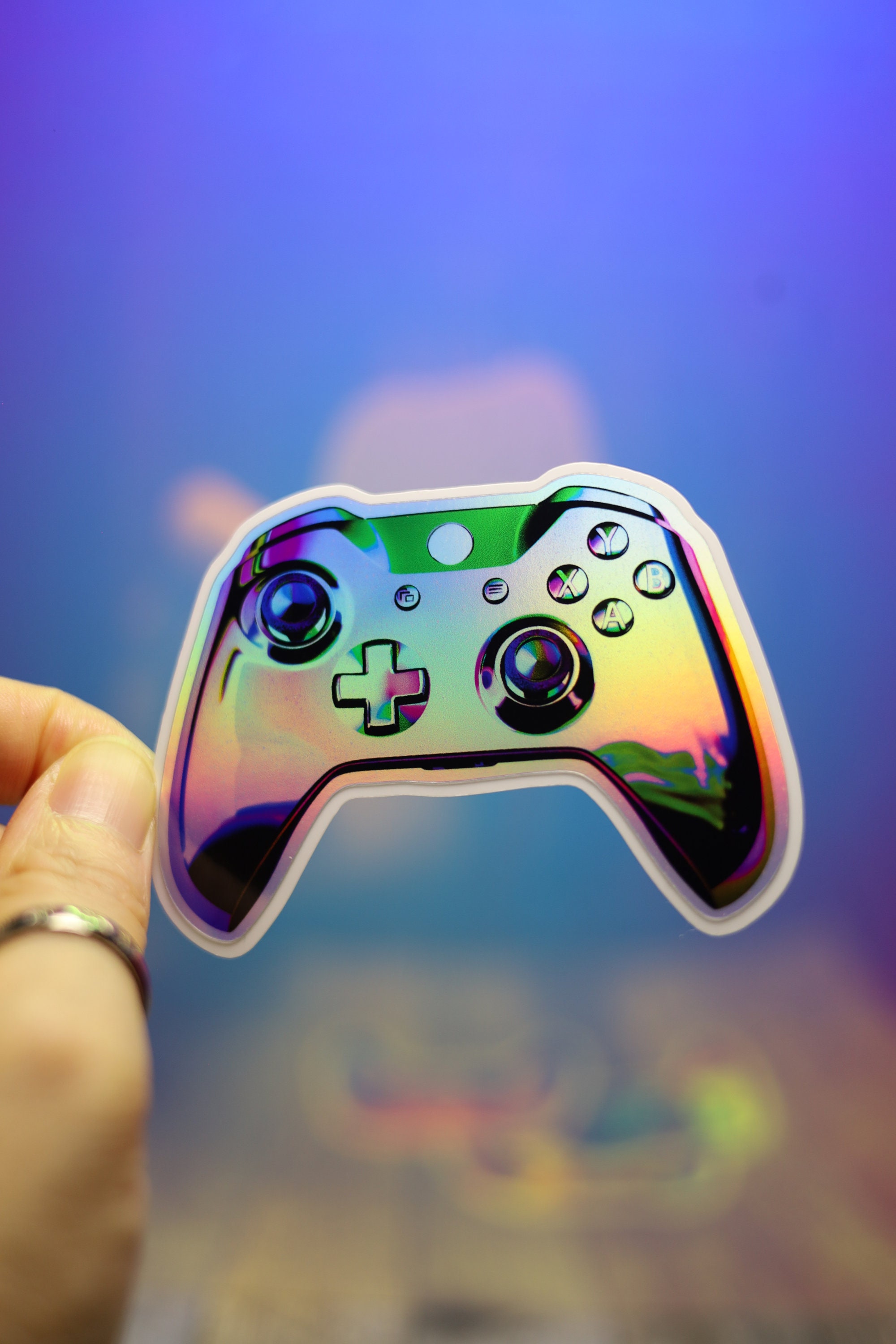 Holo Video Game Controller Sticker, Rainbow Foil Diecut Decal, Magnet ...