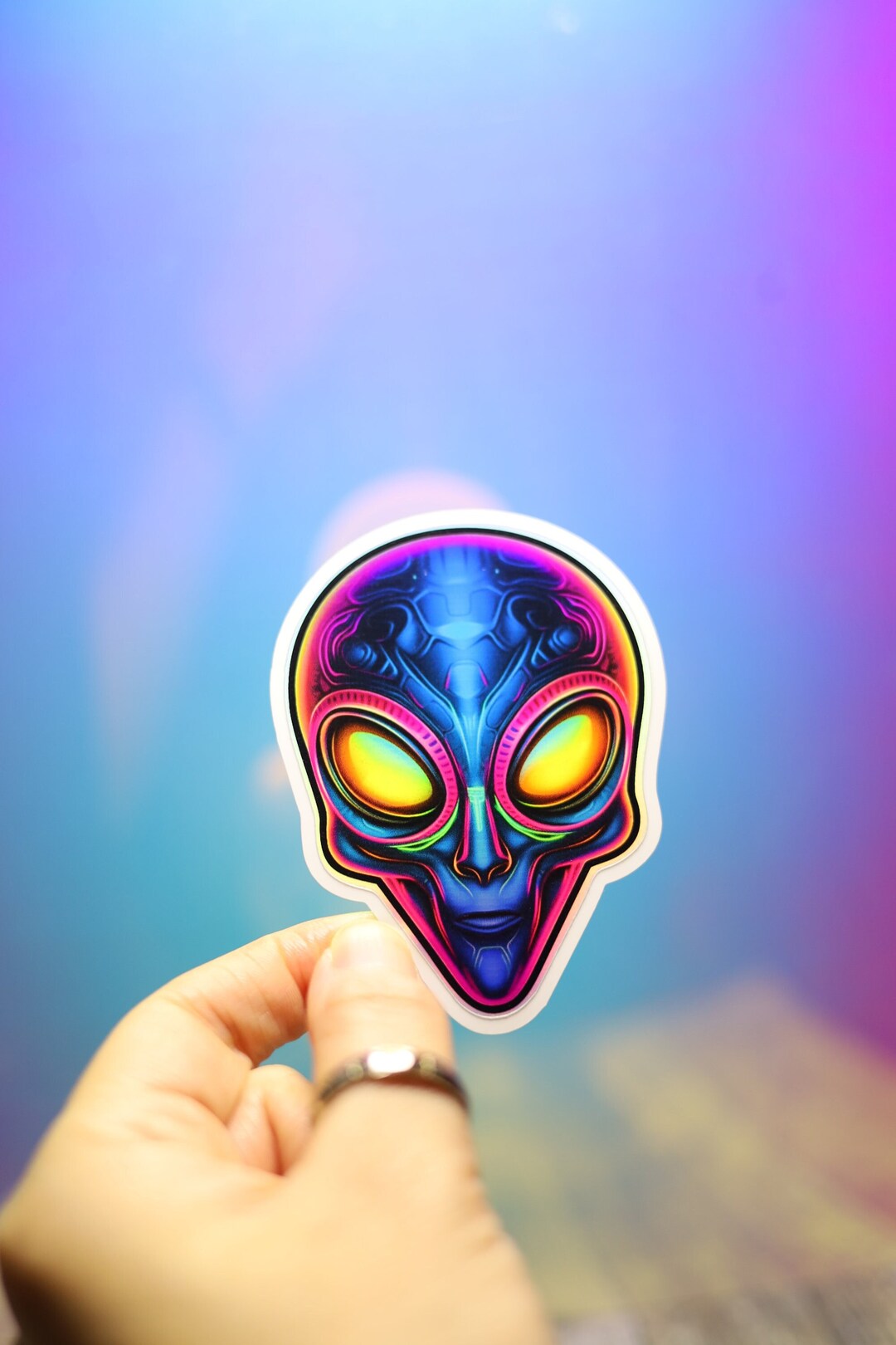 Holographic Alien Sticker, Shiny Extraterrestrial UFO Decal, Magnet - Etsy