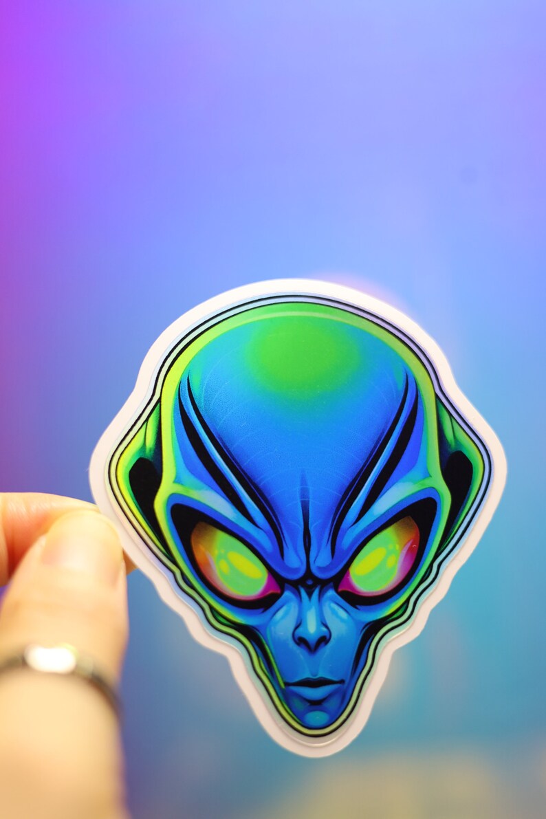 Holo Alien Sticker - Holographic UAP Decal, Magnet - Etsy