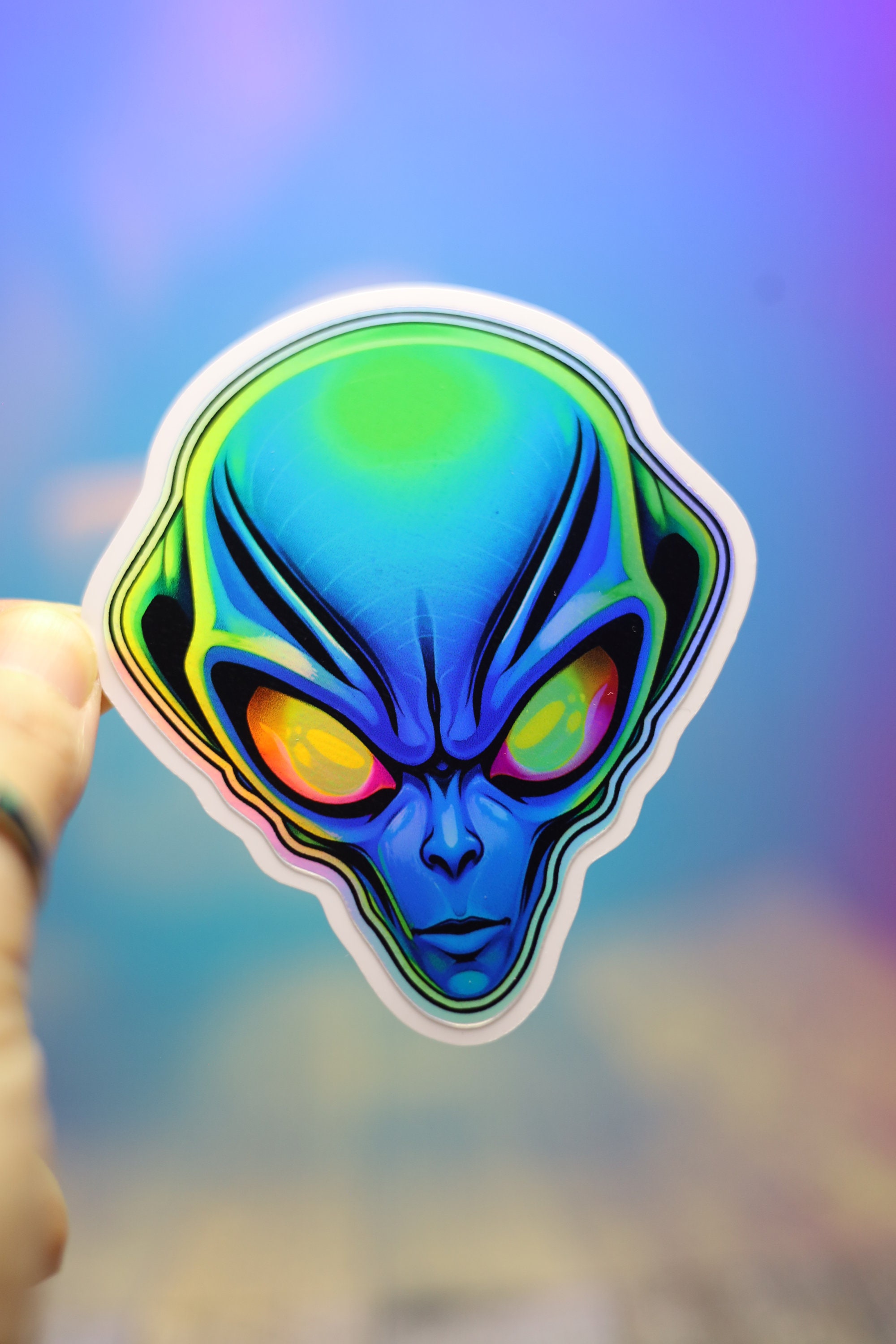 Holo Alien Sticker - Holographic UAP Decal, Magnet - Etsy
