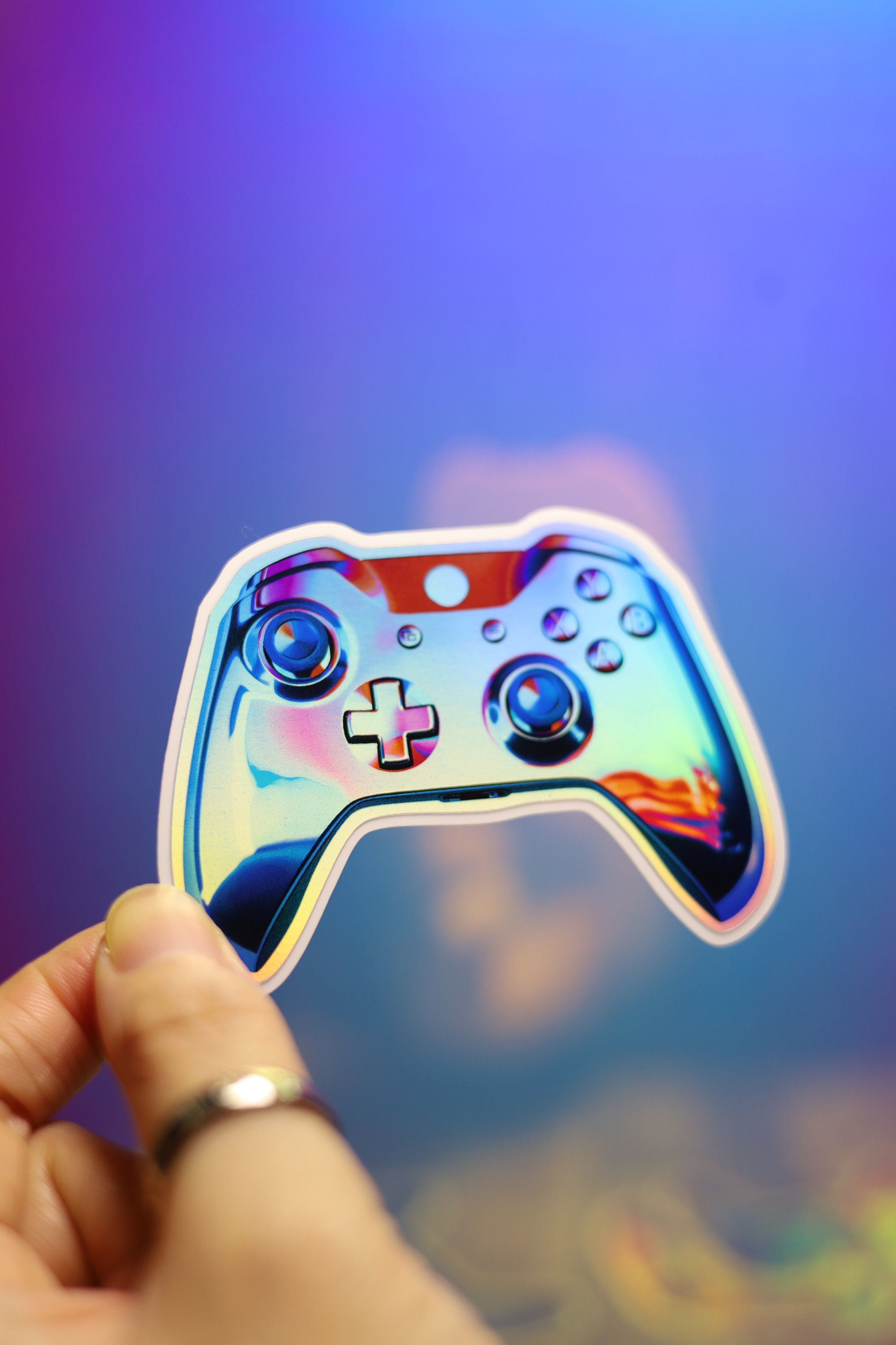 Holo Video Game Controller Sticker, Rainbow Foil Diecut Decal, Magnet ...