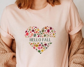 Fall Heart Shirt, Fall Doodles Shirt, Cottagecore Fall T-Shirt, Pumpkin Heart Tee, Thanksgiving Crewneck,Pumpkin Patch Shirt,Fall Leaves Tee