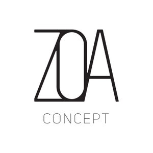 May include: A minimalist logo design featuring the word "ZOA" in a bold, sans-serif font. The letters are black and stylized, with the "O" forming a rounded shape. Below the word "ZOA" is the word "CONCEPT" in a thin, lowercase font, all on a white background.