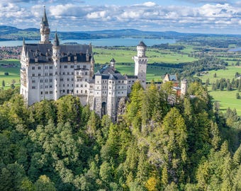 Photo print Neuschwanstein castle Germany Bavaria wall art historic landscape