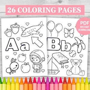 26 Printable Alphabet Coloring Pages Worksheets for Kids: Preschool - Kindergarten Homeschool PDF