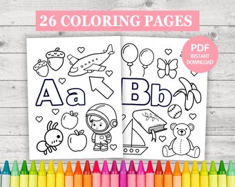26 Printable Alphabet Coloring Pages Worksheets for Kids: Preschool - Kindergarten Homeschool PDF