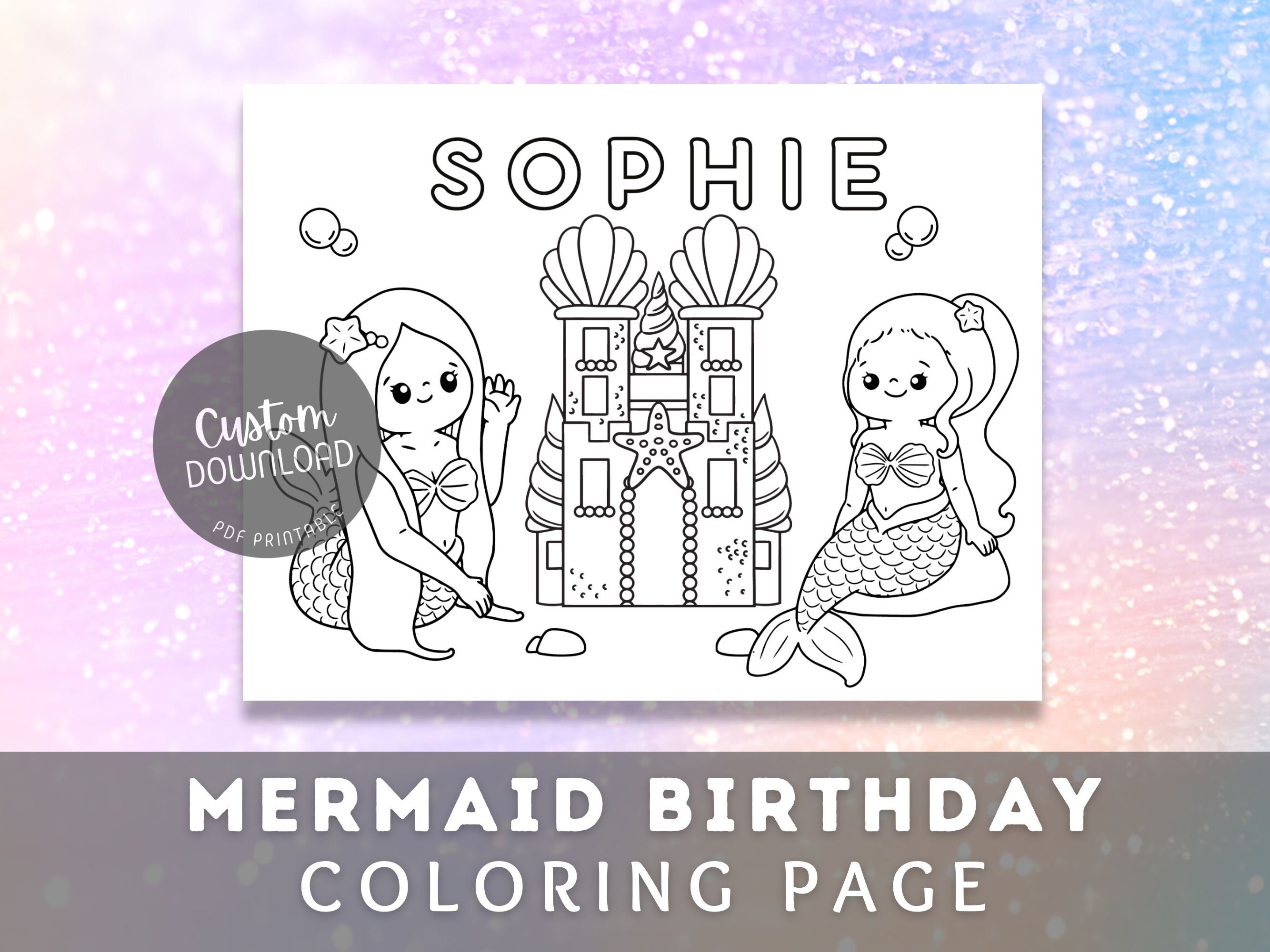 Mermaid Birthday Coloring Page, Underwater Birthday Coloring Sheets ...