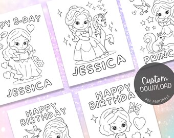 Prinzessin Geburtstag Malvorlagen, Prinzessin Aktivitätsblatt, Personalisierte Prinzessin Party Thema, Personalisierte Geburtstags Malbevorzugung, 5er Set