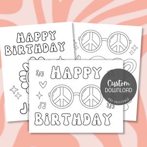 Custom Groovy Coloring Pages Party Favors Printable, Retro Birthday ...