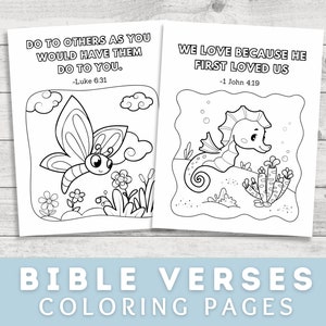 20 Bible Verse Coloring Pages for Preschoolers, Preschool Bible Verses, Sunday School, Homeschool, Bible Coloring Pages, Preschool Activity