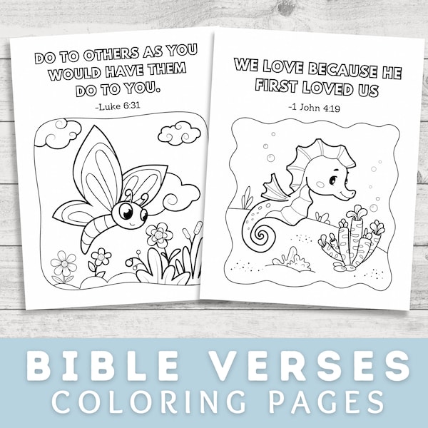 20 Bible Verse Coloring Pages for Preschoolers, Preschool Bible Verses, Sunday School, Homeschool, Bible Coloring Pages, Preschool Activity
