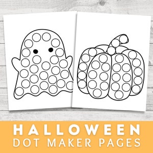 Halloween Dot Marker Printable, Dot Markers Activity, Dot marker coloring pages, Halloween Themed Coloring Pages