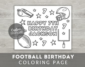 Football Birthday Party Coloring page, American football favors, Printable Boy Sports Activity, Kids Birthday Activity, Custom Party Favor