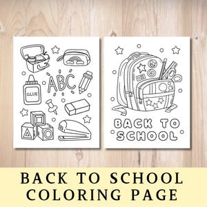 Back to School Coloring Page, School Coloring Pages, School Supplies Coloring Page, Teacher Printable, Kids Coloring Pages, Digital Download