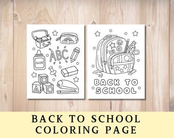 Back to School Coloring Page, School Coloring Pages, School Supplies Coloring Page, Teacher Printable, Kids Coloring Pages, Digital Download