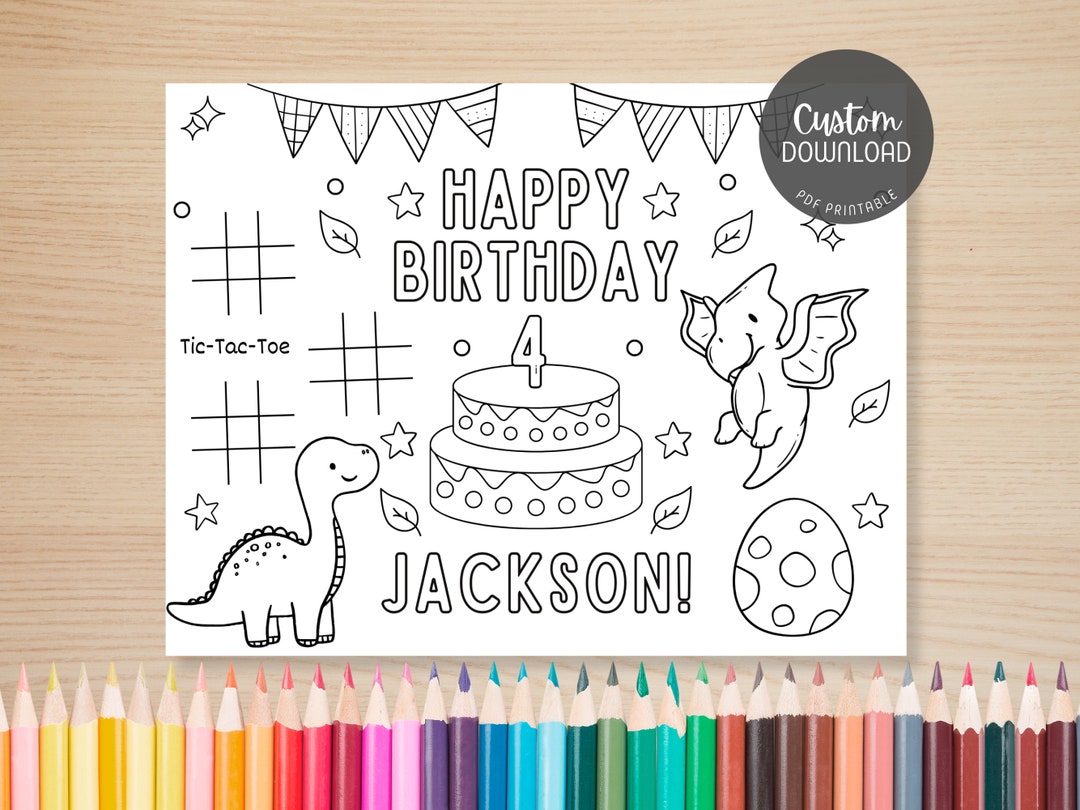 Dinosaur Coloring Placemat DIGITAL | Dino Party Activity | Kids ...
