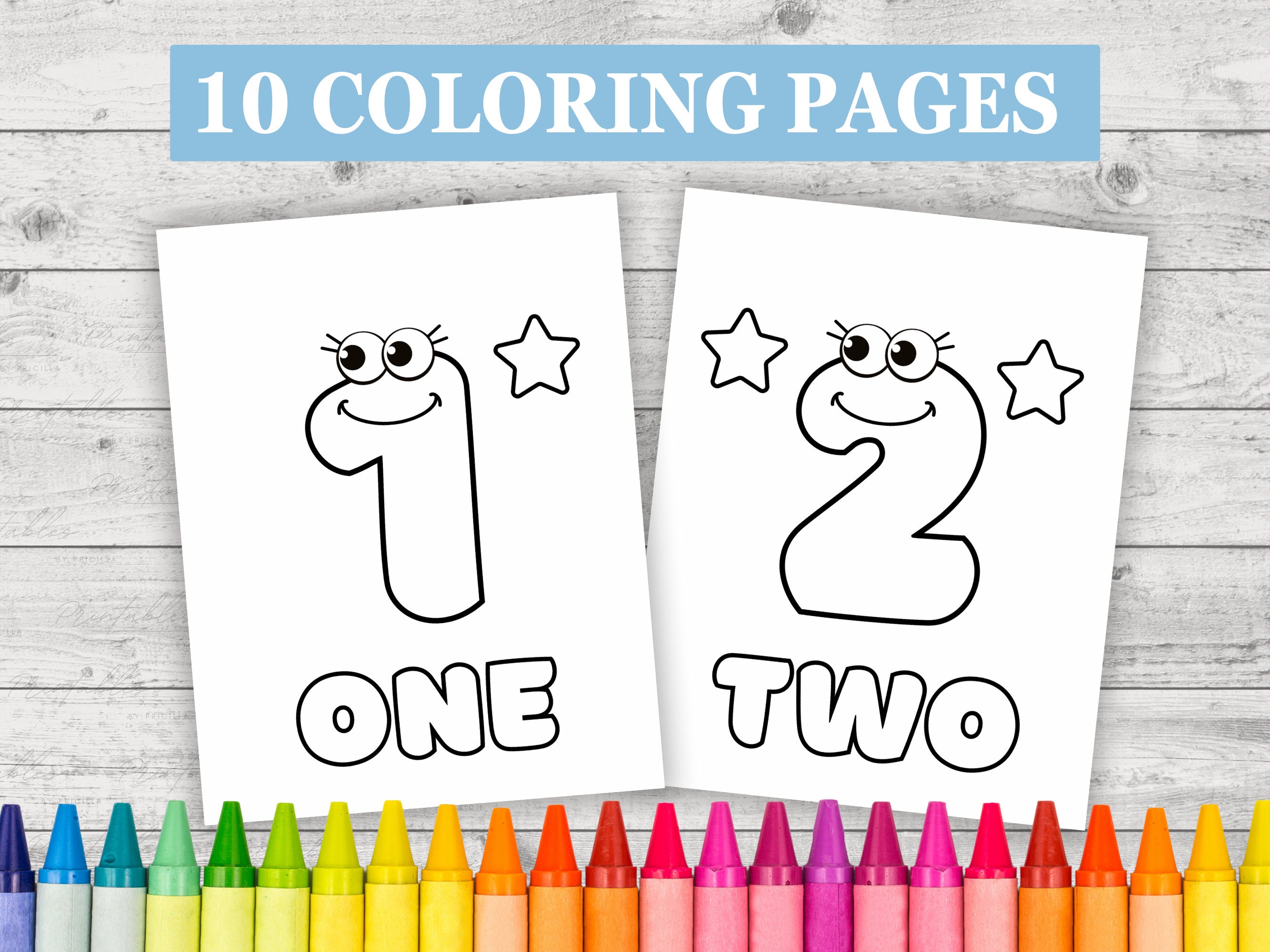10 Numbers Printable Coloring Page Worksheets for Preschool - Etsy ...