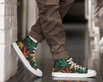 Men’s Marijuana High Top Canvas Shoes