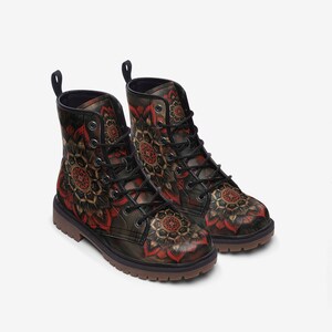 Vintage Mandala kunstleer lichtgewicht wandelschoenen - Mandala kunstleer Combat Boot Unisex