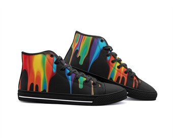Dripping Paint High Top Canvas Shoes - Dripping Paint Canvas High Top Unisex Shoes