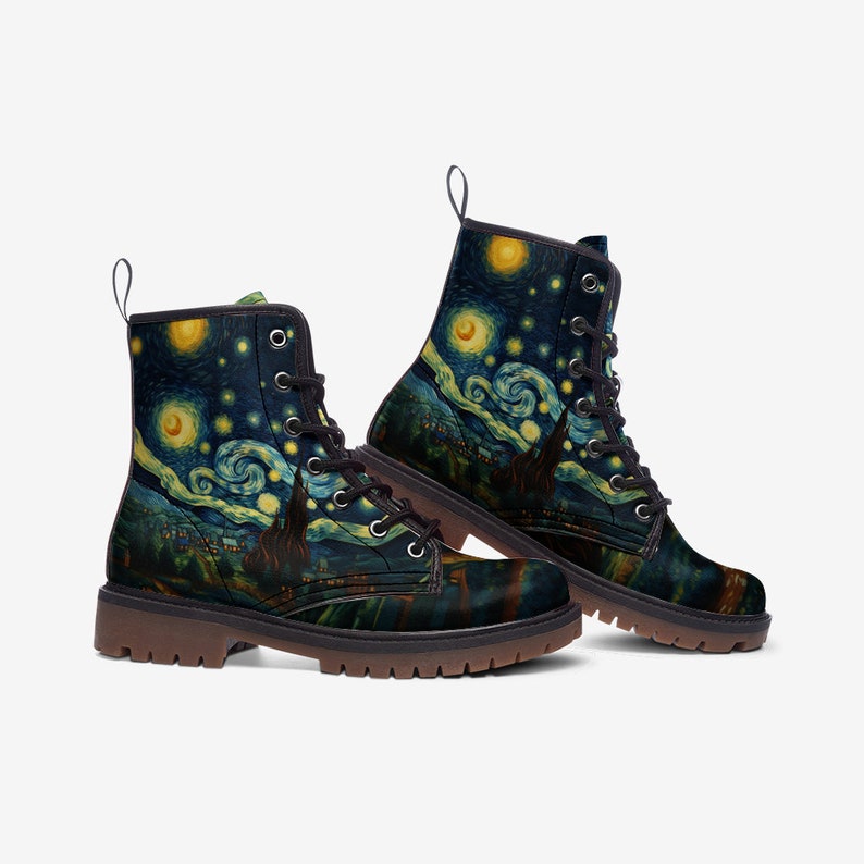 starry night unisex hiking boots by Van Gogh