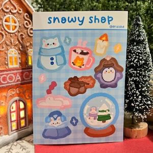 Jolie feuille d'autocollants en vinyle « Snowy Shop »