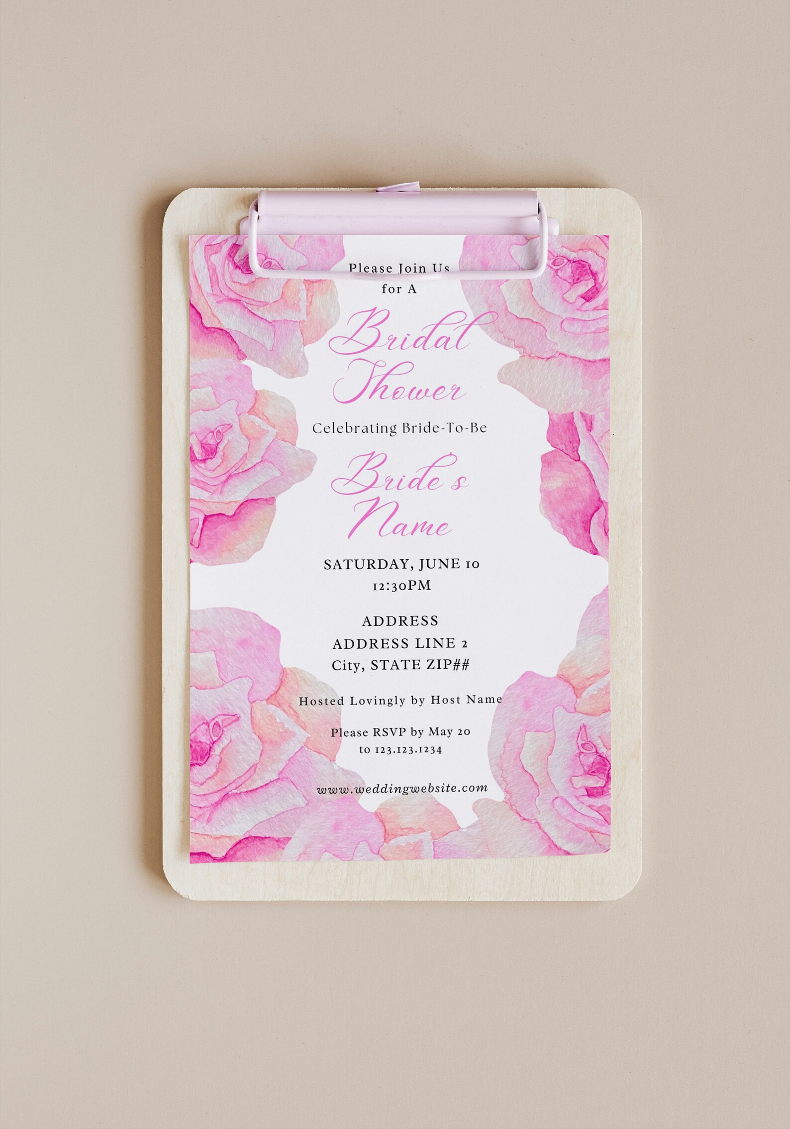 The Camila Hot Pink Elegant Light Pastel Pink Rose Overlay Flower ...