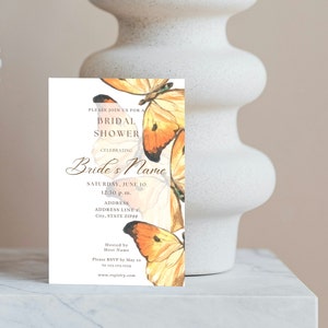 The Monarch Orange Butterfly Bridal Shower Invitation Elegant Neutral Brown Butterflies Chic Butterfly Template Beige Cream Warm Earthy image 7