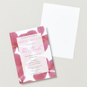 The Pink Hydrangea Bridal Shower Invitation Flowers Flower Floral Chic Classic Feminine Simple Garden Party Custom Template image 8
