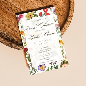 The Press Vintage Floral Bridal Shower Invitation Colorful Dried Flowers Varied Different Flowers Chic Antique Garden Warm Plants Template image 2