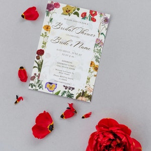 The Press Vintage Floral Bridal Shower Invitation Colorful Dried Flowers Varied Different Flowers Chic Antique Garden Warm Plants Template image 8