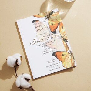 The Monarch Orange Butterfly Bridal Shower Invitation Elegant Neutral Brown Butterflies Chic Butterfly Template Beige Cream Warm Earthy image 6