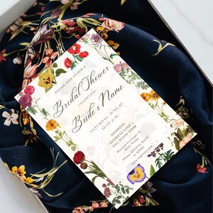 The Press Vintage Floral Bridal Shower Invitation Colorful Dried Flowers Varied Different Flowers Chic Antique Garden Warm Plants Template image 7