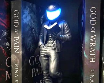 Lese Biker Junge LED Lampe Bücherregal Dekor Dunkel Romantik Geschenk Motorrad Nachtlicht 3D Gedruckt Bücherwurm BookTok Spicy Reader Geschenk für Sie