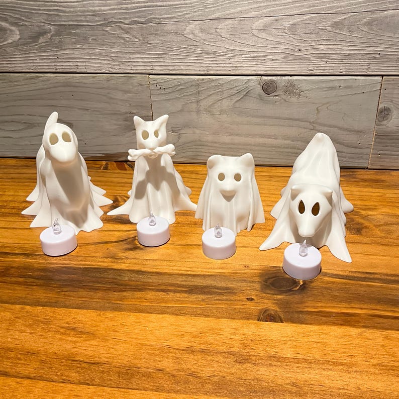 Ghost Dogs With LED Tea Lights Perfect Halloween Decor for Dog Lovers