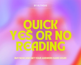 SAME HOUR Quick Fast Yes Or No Reading Yes or No Tarot Reading, One Question Yes Or No Reading Same Hour, Tarot Yes Or No Answer Prediction