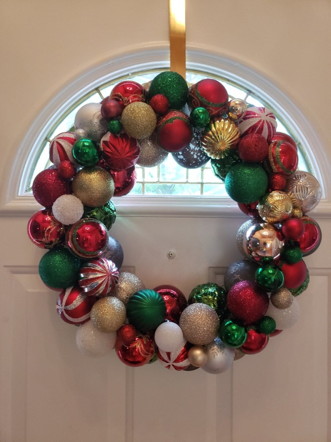 18 Christmas Ball Ornament Wreath, Centerpiece, With Door Hanger Etsy