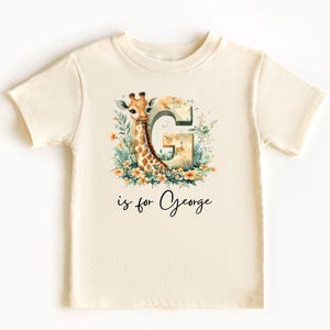 Body de bebé y camisetas para niños pequeños con el nombre personalizado de la letra G, equipo de animales, personalizado con el nombre en letra grande escrita a mano para niños