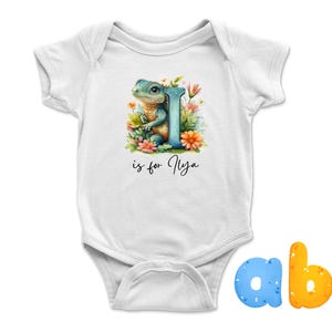 Customized Name Letter I Onesie Animal Team Baby Bodysuit & Toddler T-Shirts - Personalized with Name Big First Letter Handwritten for Kids