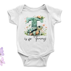 Customized Name Letter T Onesie Animal Team Baby Bodysuit & Toddler T-Shirts - Personalized with Name Big First Letter Handwritten for Kids