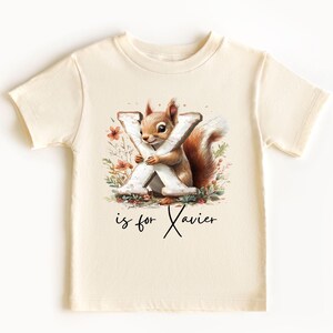 Body de bebé y camisetas para niños pequeños con el nombre personalizado de la letra X del equipo de animales: personalizado con el nombre en letra grande escrita a mano para niños
