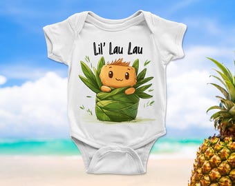 Mono de playa con diseño de piña y coco de Lil’ Lau Lau, regalo divertido, lindo y divertido para bebé, hermana, hermano, recién nacido, regalo para nueva mamá, risa roja