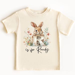 Body de bebé y camisetas para niños pequeños con nombre personalizado y letra R, equipo de animales, personalizado con nombre, letra inicial grande escrita a mano para niños