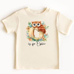 Body de bebé y camisetas para niños pequeños con el nombre personalizado de la letra O, equipo de animales, personalizado con el nombre en letra grande escrita a mano para niños