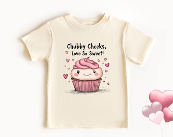 Adorable Chubby Cheeks Love So Sweets Cupcake Valentine’s Day Bodysuit Toddler T-shirts Great Gift for Kids Moms, Newborns Love Cute Outfit