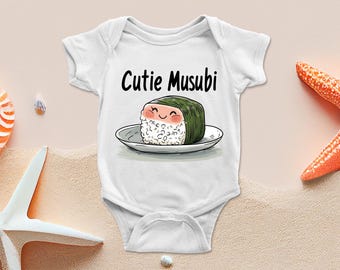 Cutie Musubi Tutina da spiaggia con cocco e ananas, divertente, carina, regalo divertente per il bambino, sorella, fratello, neonato, nuova mamma, regalo, ridere, rosso