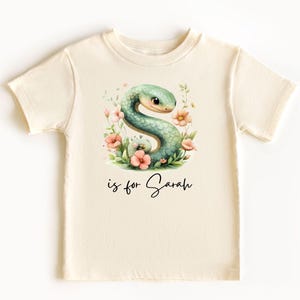 Body de bebé y camisetas para niños pequeños con el nombre personalizado y la letra S del equipo de animales: personalizado con el nombre en letra grande escrita a mano para niños