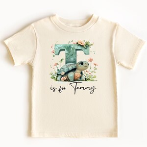 Body de bebé y camisetas para niños pequeños con nombre personalizado y letra T, equipo de animales, personalizado con nombre, letra inicial grande escrita a mano para niños
